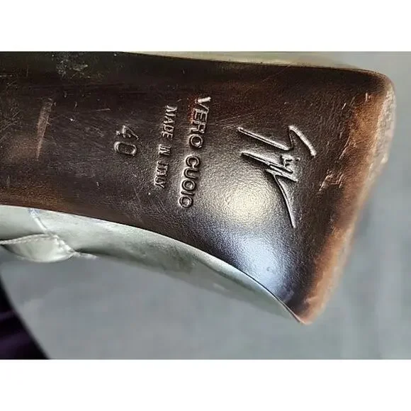 Vintage Giuseppe Zanotti Silver 5' Stiletto Knee High Leather Go-Go Boots 40 - Picture 7 of 9